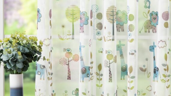 Perdea Giraffe 280cm, albastru